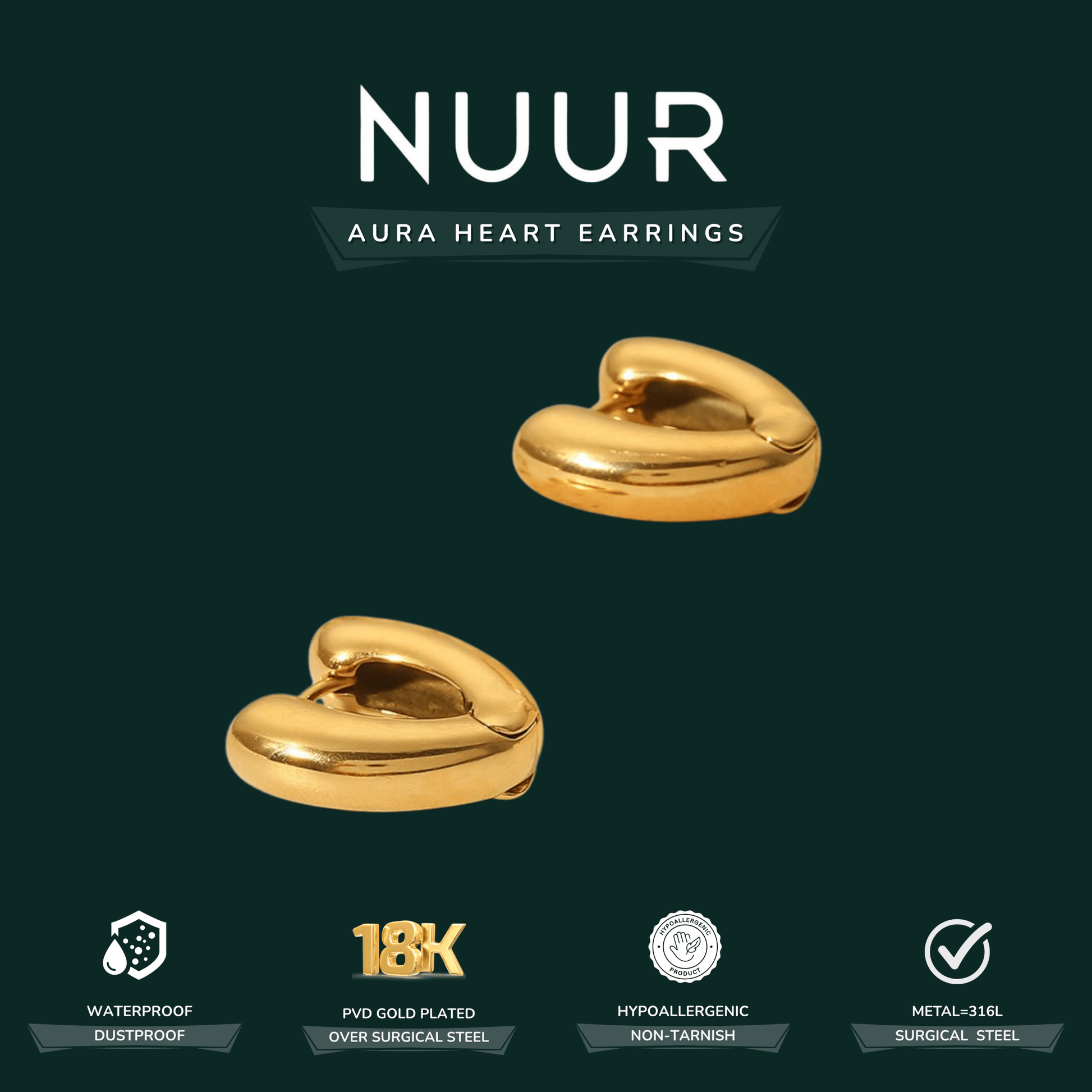 Aura Heart Earrings - NUUR | South Africa | Official Store