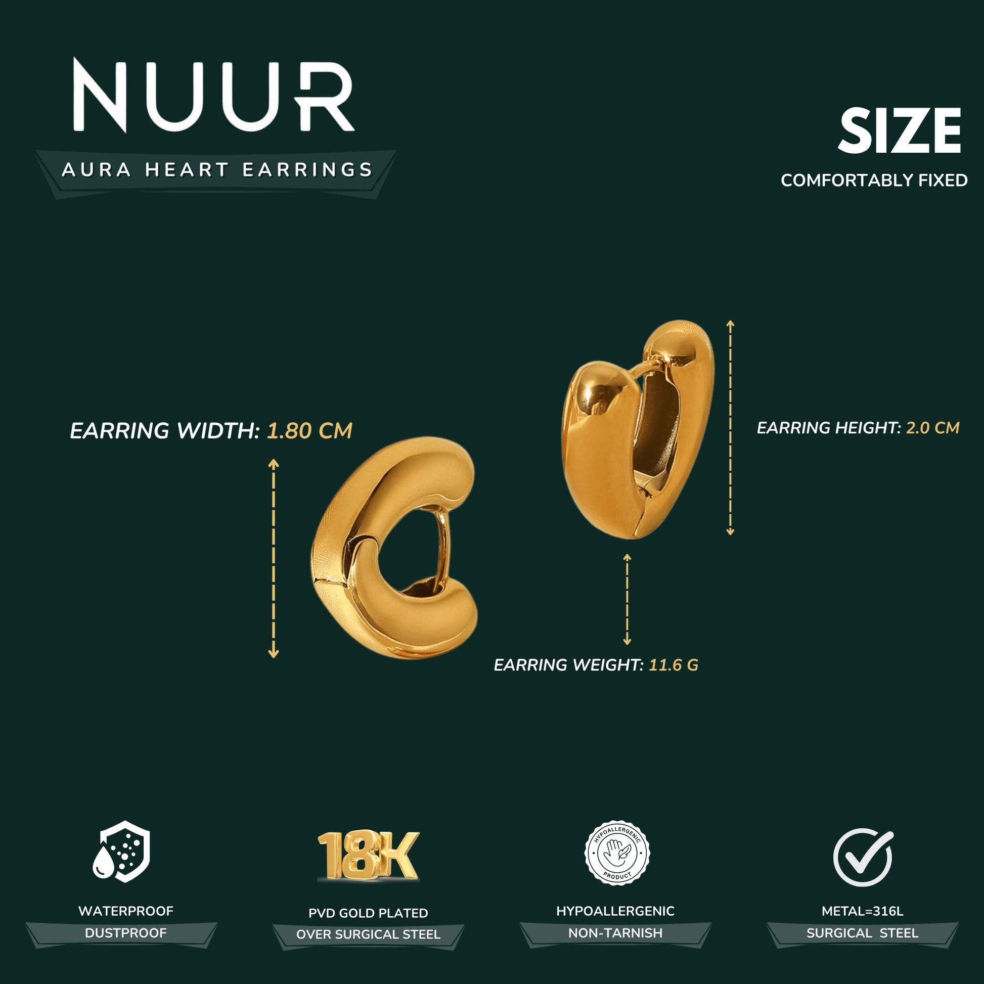 Aura Heart Earrings - NUUR | South Africa | Official Store