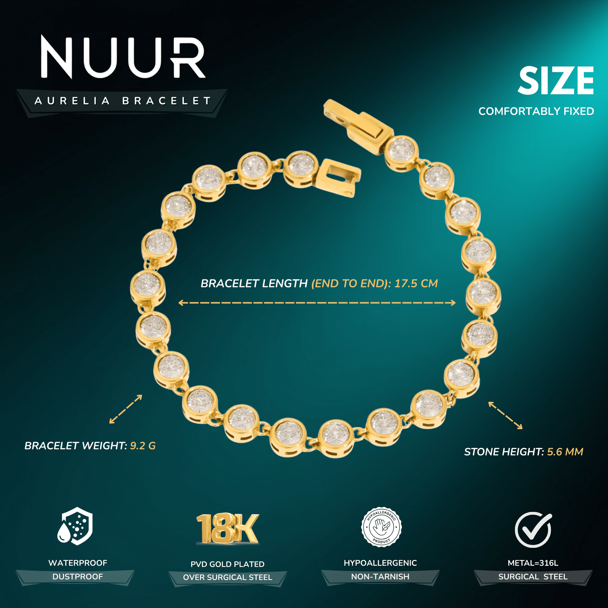 Aurelia Tennis Bracelet - NUUR | South Africa | Official Store