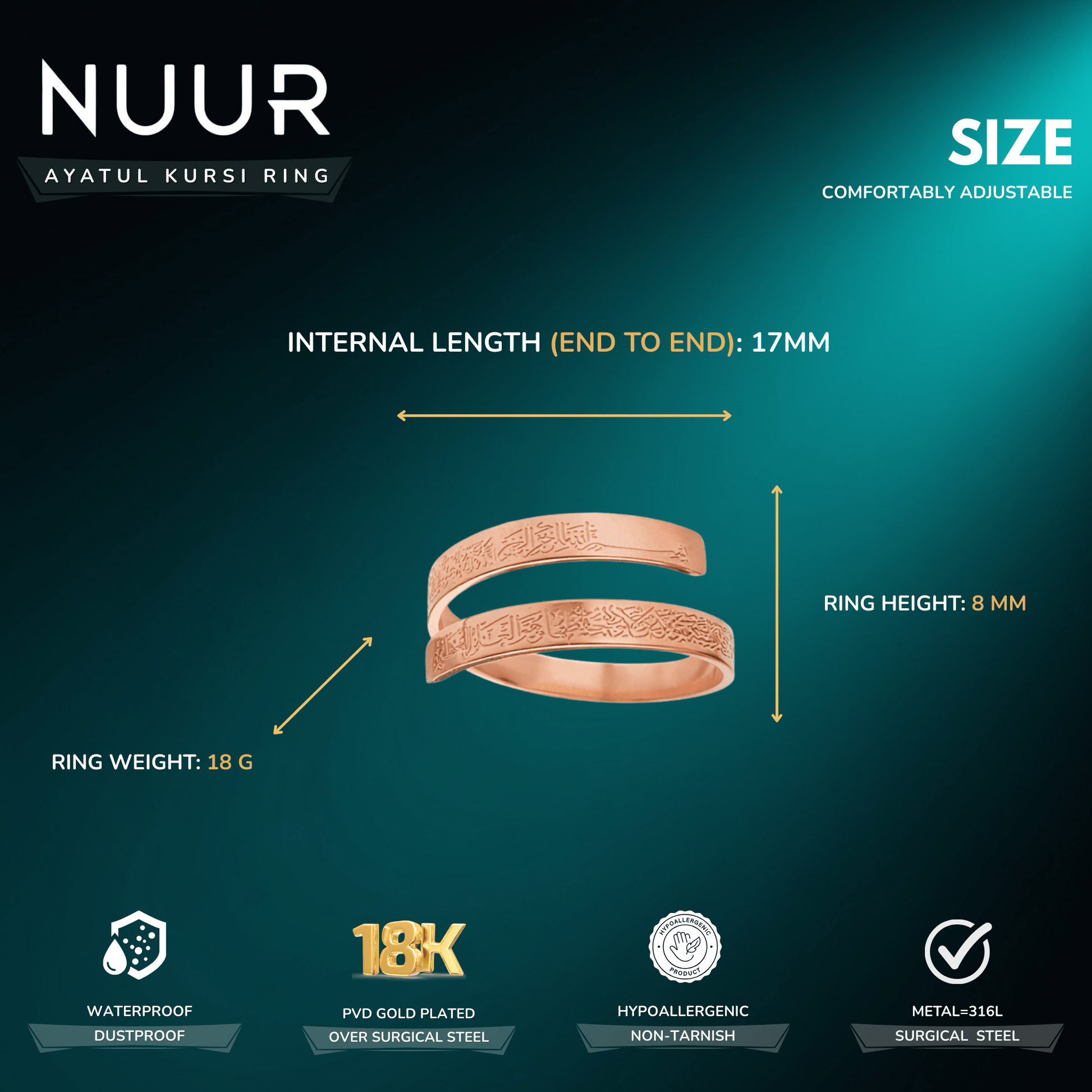 Ayatul Kursi Bracelet & Ring Set - NUUR | South Africa | Official Store