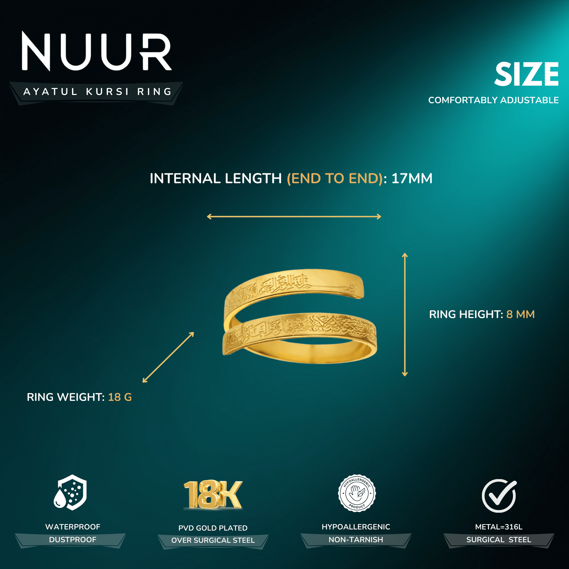 Ayatul Kursi Bracelet & Ring Set - NUUR | South Africa | Official Store