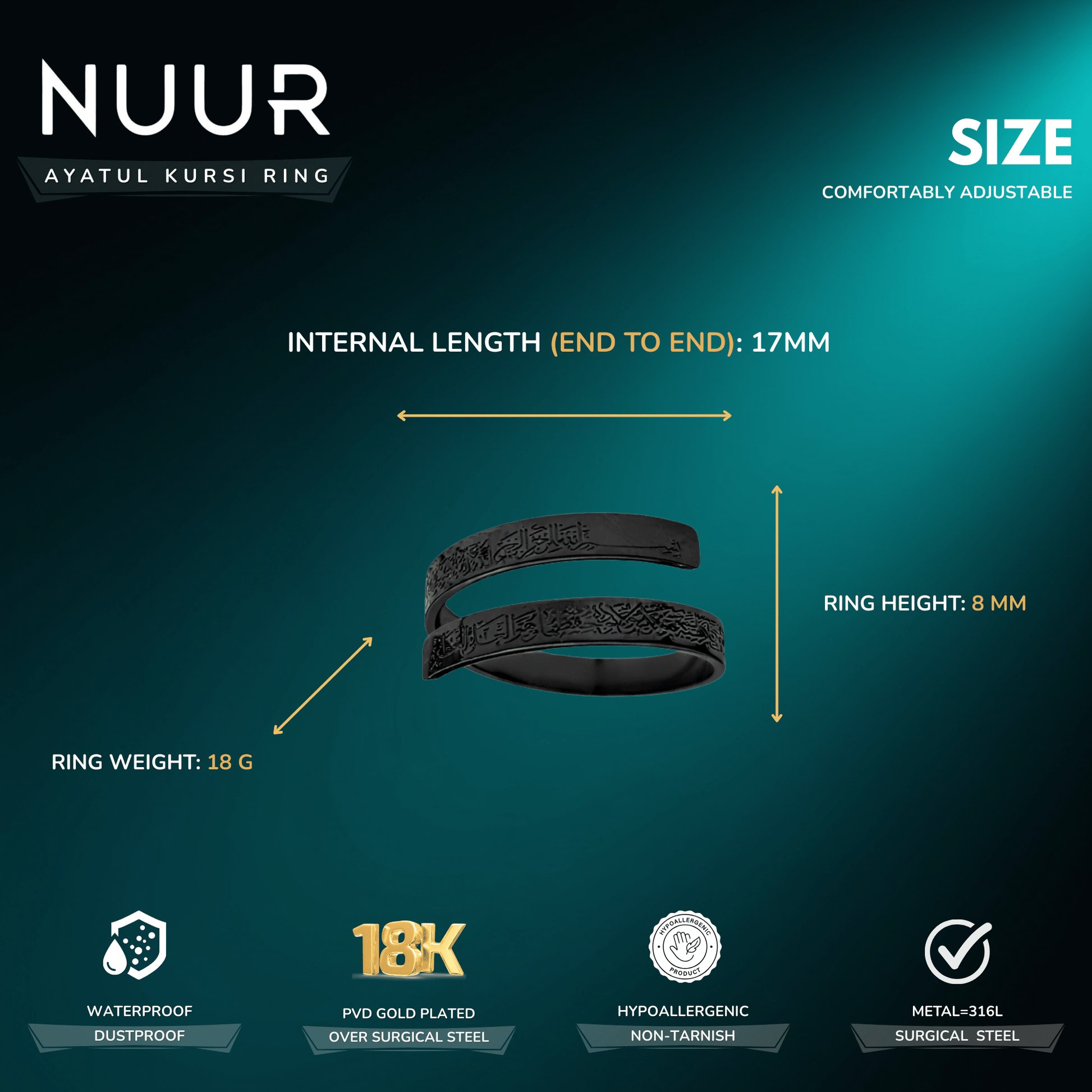 Ayatul Kursi Bracelet & Ring Set - NUUR | South Africa | Official Store