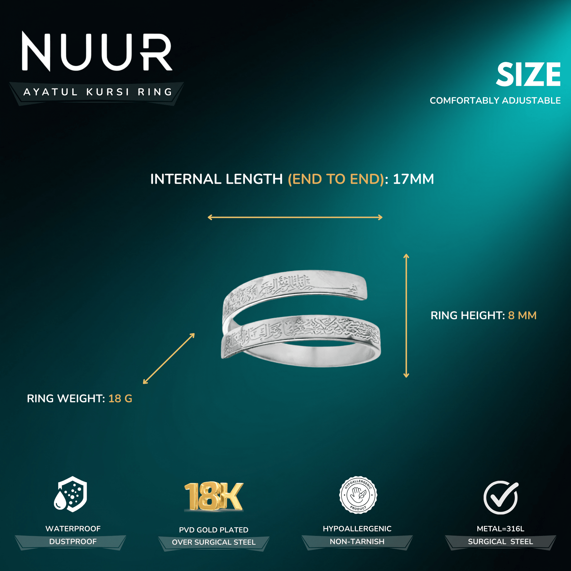 Ayatul Kursi Bracelet & Ring Set - NUUR | South Africa | Official Store