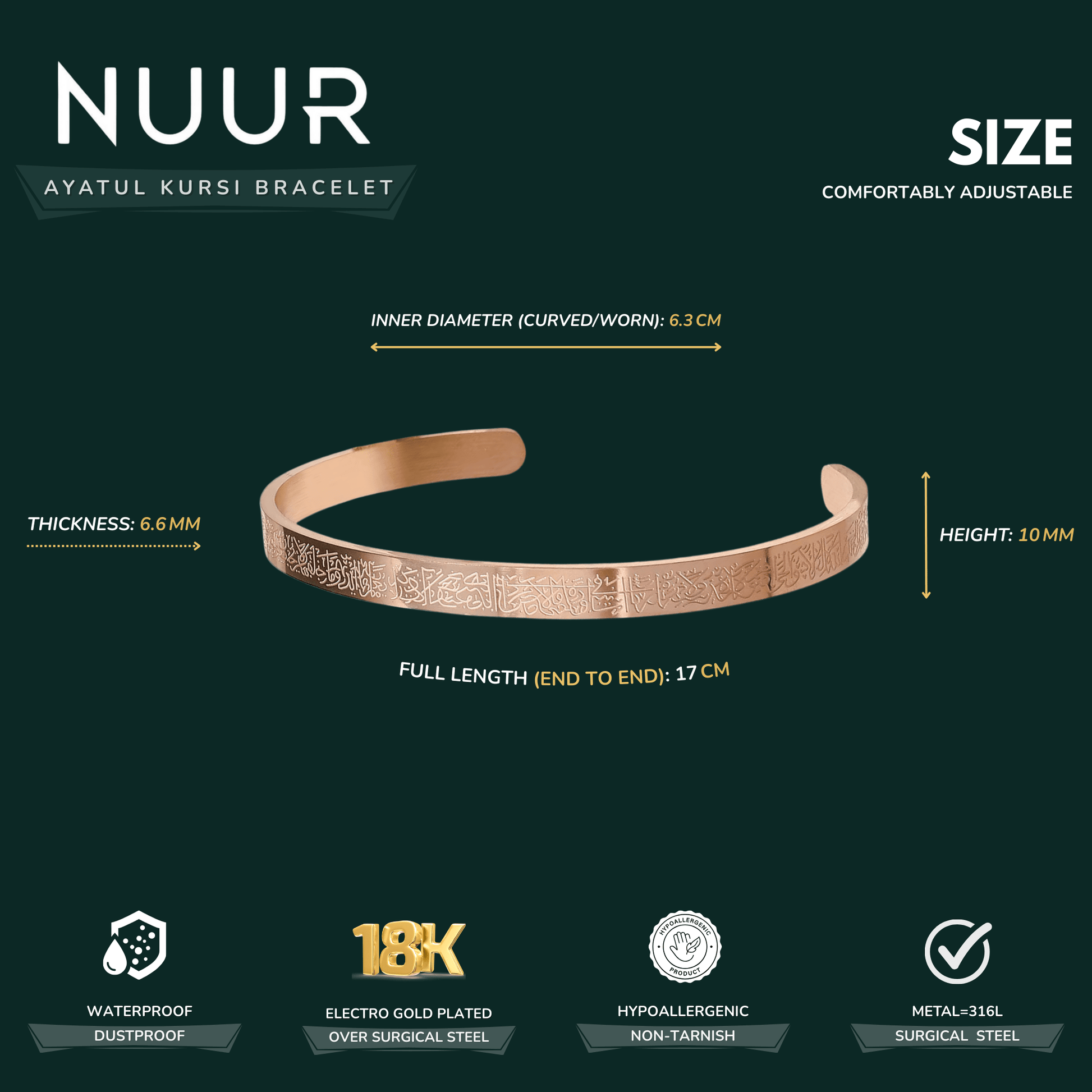 NUUR Ayatul Kursi Bracelet & Ring Set ( Rose Edition ) - NUUR | South Africa | Official Store
