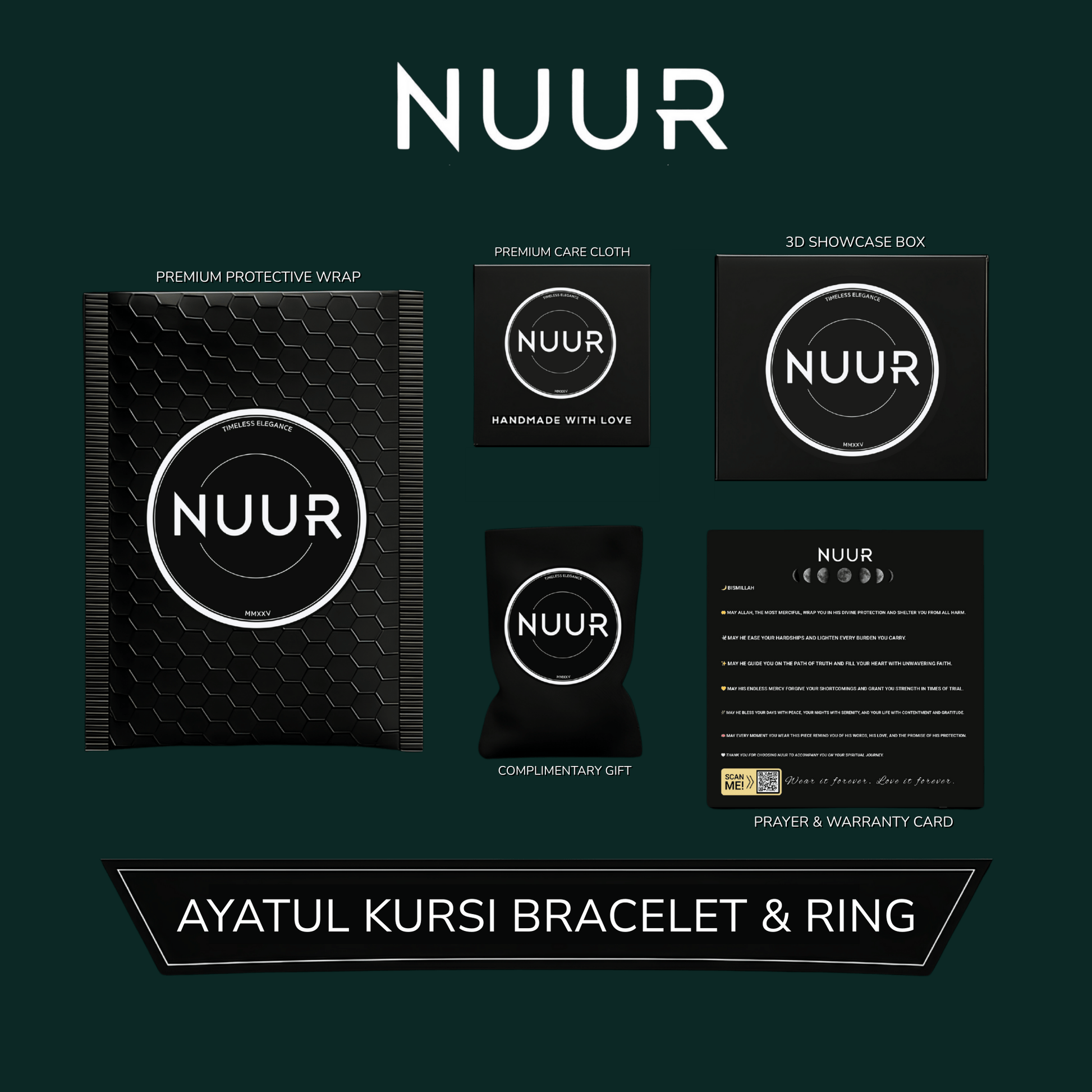 NUUR Ayatul Kursi Bracelet & Ring Set ( Rose Edition ) - NUUR | South Africa | Official Store