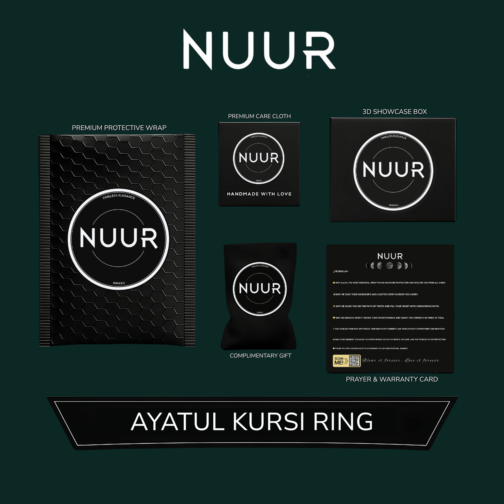 NUUR Ayatul Kursi Ring – 18K Gold Plated, Non - Tarnish | Gift - Ready Islamic Jewelry - NUUR | Islamic Jewelry