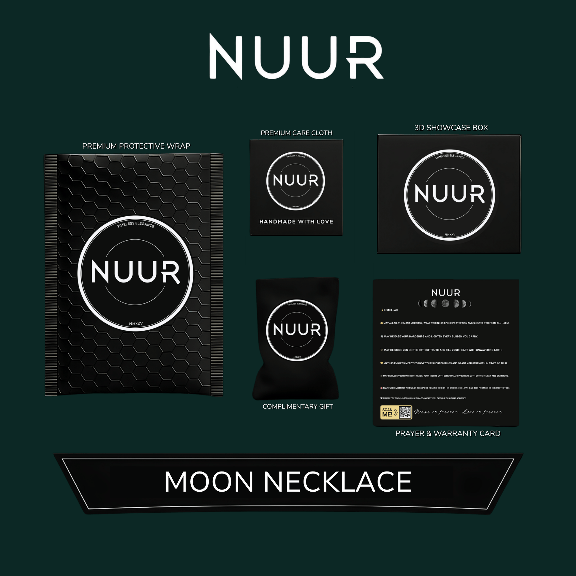 NUUR Moon Necklace – 18K Gold Plated, Non - Tarnish | Gift - Ready Islamic Jewelry - NUUR | Islamic Jewelry