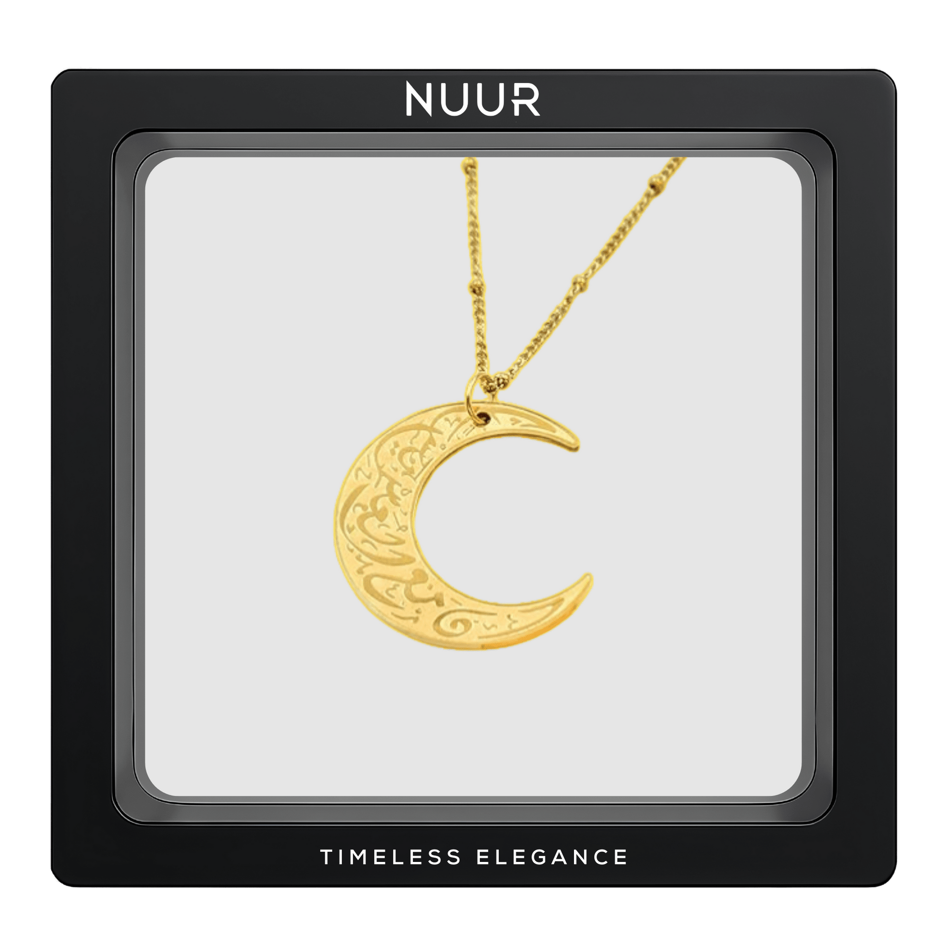 NUUR Moon Necklace – 18K Gold Plated, Non - Tarnish | Gift - Ready Islamic Jewelry - NUUR | Islamic Jewelry