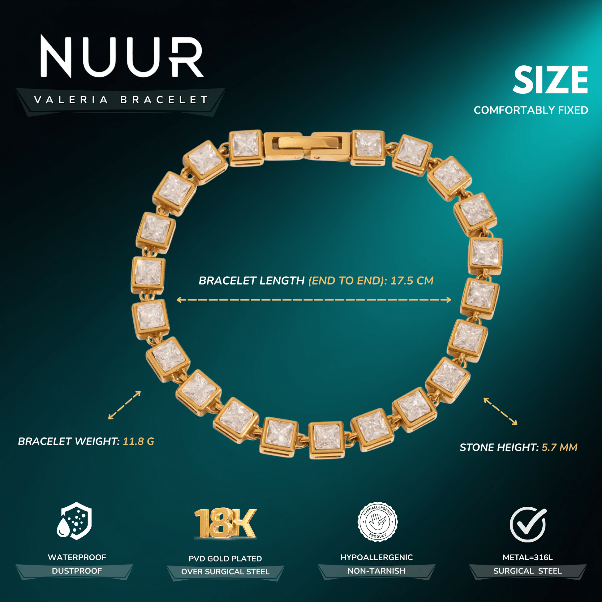 Valeria Tennis Bracelet - NUUR | South Africa | Official Store